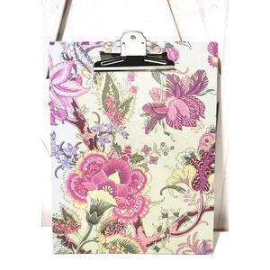PAULA SCALETTA Vintage Floral Design Office Clipboard Green Pink Garden Striped